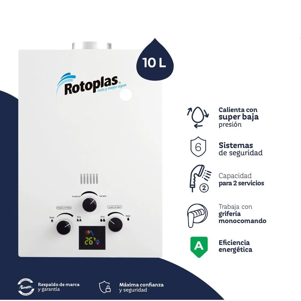 Terma a Gas Flaming 10lt Glp 500444 - Rotoplas