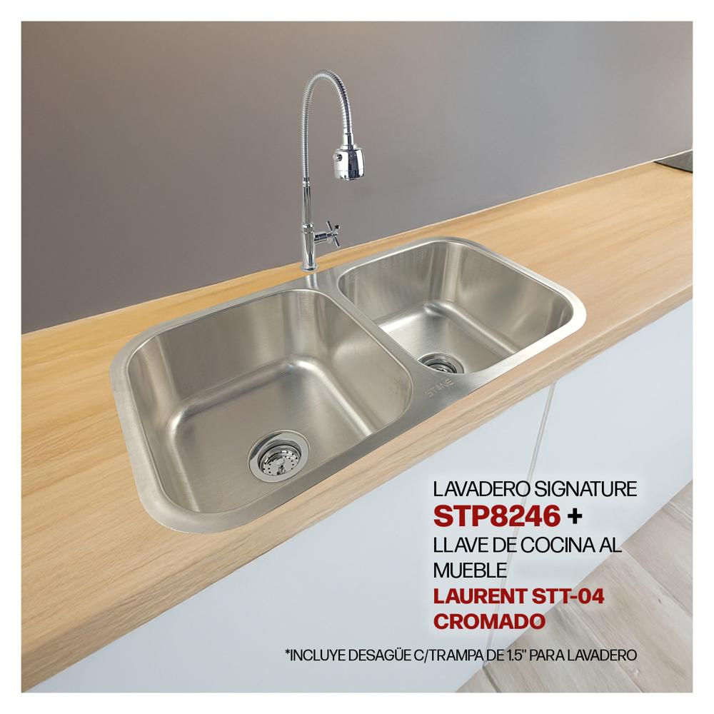 Combo De Lavadero Signature STP8246 + Desagüe C/Trampa De 1.5"+ Llave Laurent STT-04 Stone