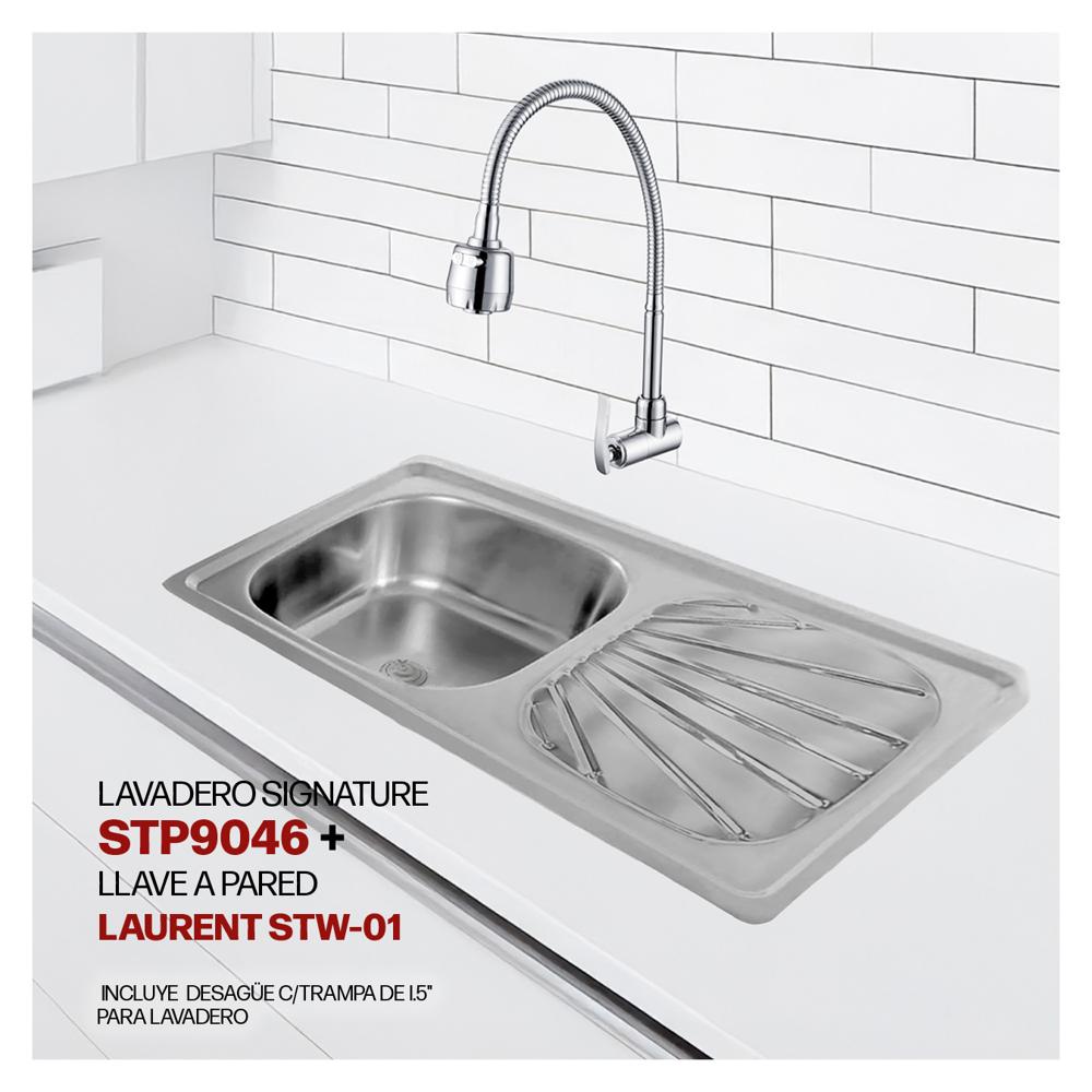 Combo De Lavadero Signature STP9046 + Desagüe C/Trampa De I.5"+ Llave Laurent STW-01 STONE