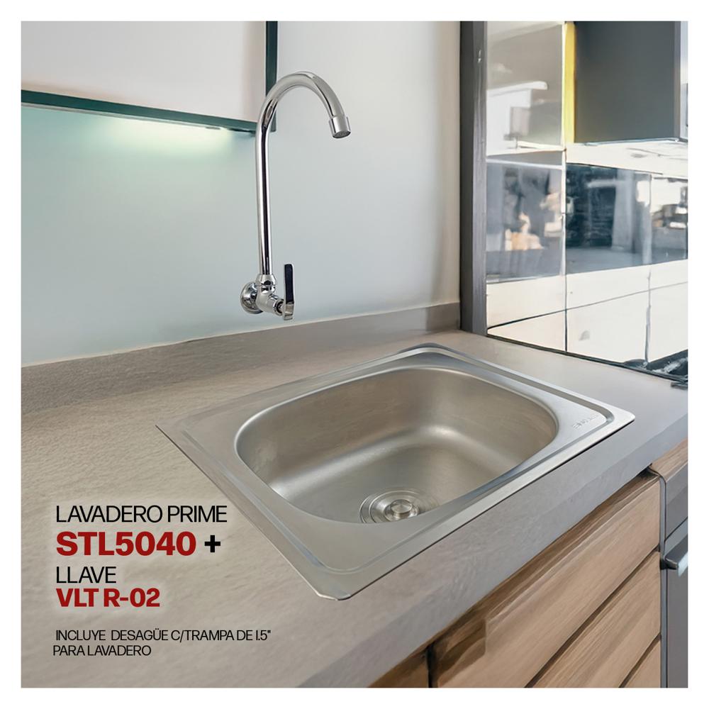 Combo De Lavadero Prime STL5040 + Desagüe C/Trampa De I.5"+ VLT R-02 Rumi