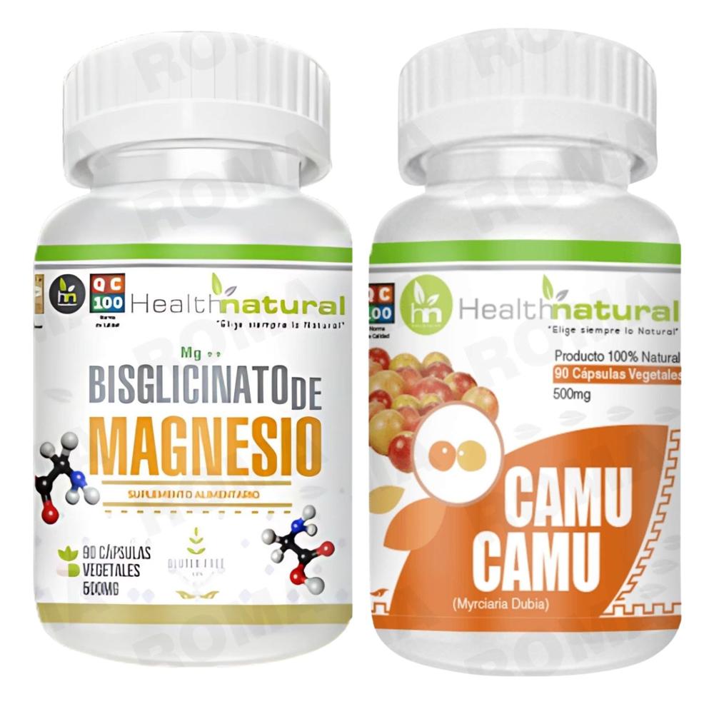 BISGLICINATO DE MAGNESIO HEALTHNATURAL + CAMU CAMU HEALTHNATURAL 500MG
