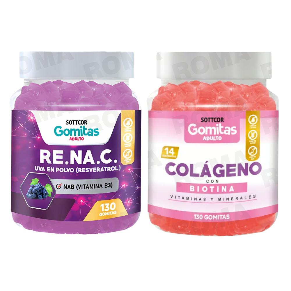 GOMITAS RESVERATROL 130UND + GOMITAS COLÁGENO CON BIOTINA 130UND
