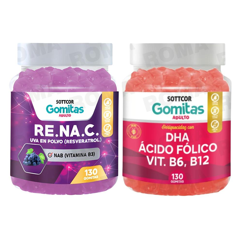 GOMITAS RESVERATROL 130UND + GOMITAS DHA ACIDO FOLICO 130UND