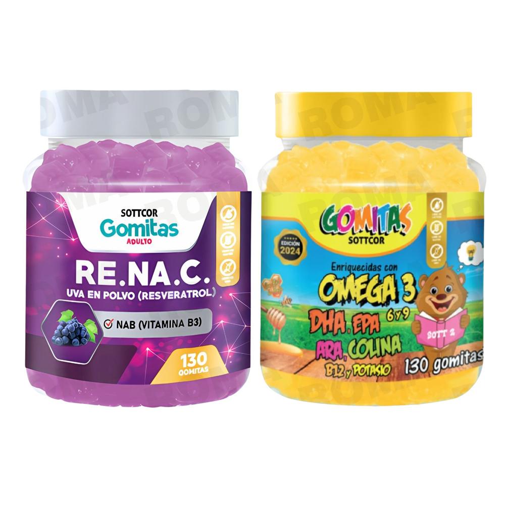 GOMITAS RESVERATROL 130UND + GOMITAS OMEGA 3 NIÑOS 130UND
