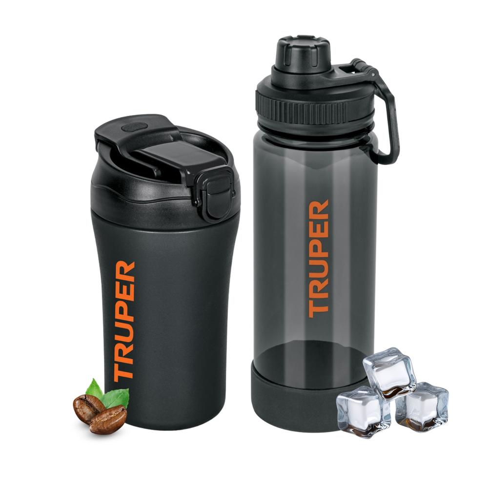 Termo de Acero Inoxidable 400ml + Tomatodo de Plástico 740ml Truper 62100-65030