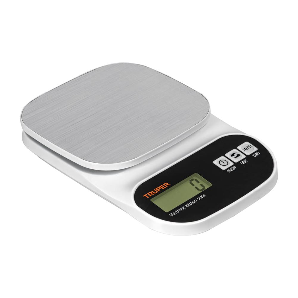 Balanza Digital para cocina plato de acero inox 5kg Truper 103116