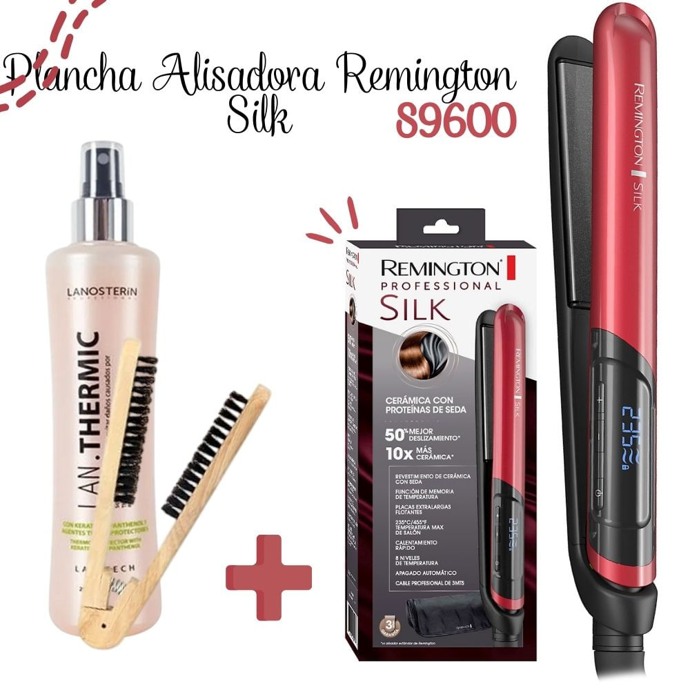Alisadora REMINGTON SILK S9600 + Cepillo + Termo protector