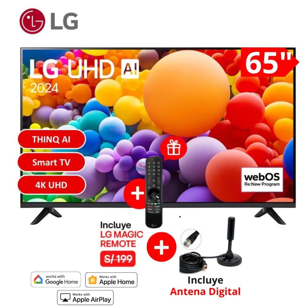 TELEVISOR LG 65 THINQ AI WebOS 4K UHD 65UT7300+Control Magic+Antena Digital