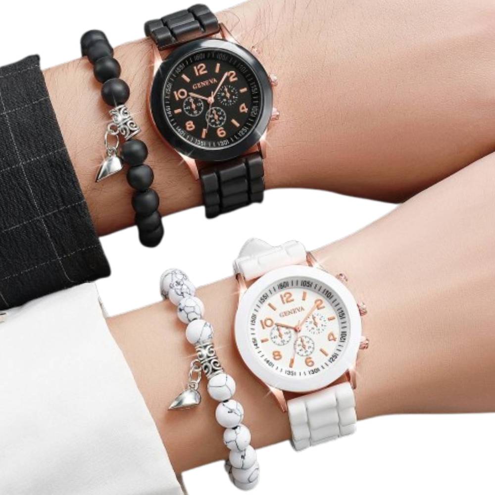 Reloj De Pareja Con Pulseras Con Imán De Corazón Regalo