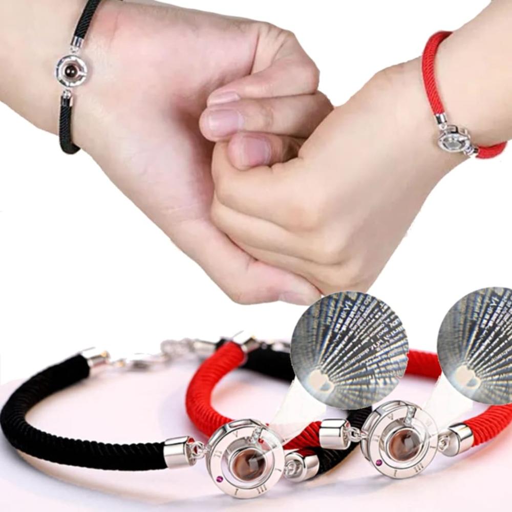 Pulsera de Pareja Proyeccion Te Amo en mas de 100 Idiomas Diseño Exclusivo