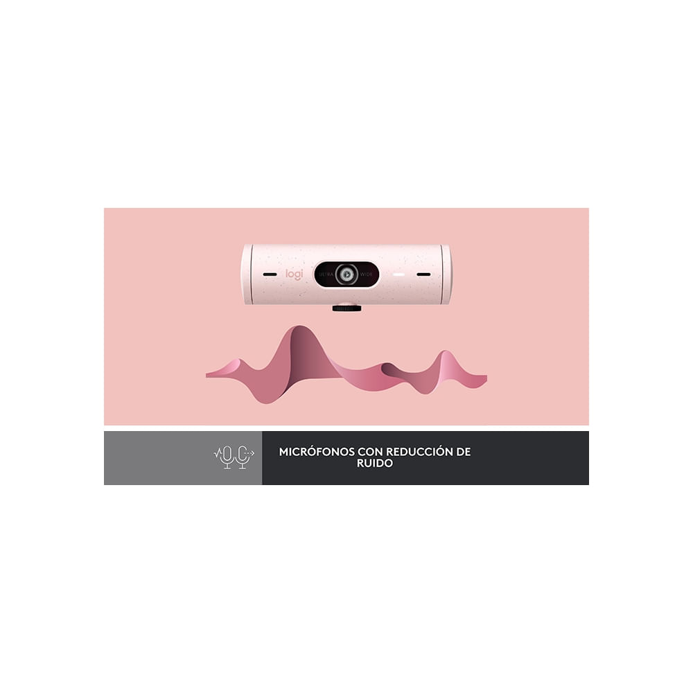 Webcam Logitech Brio 500 Fhd Usb-C Rosa - Cámara Hd 1080P Con Audio De Calidad Y Diseño Moderno