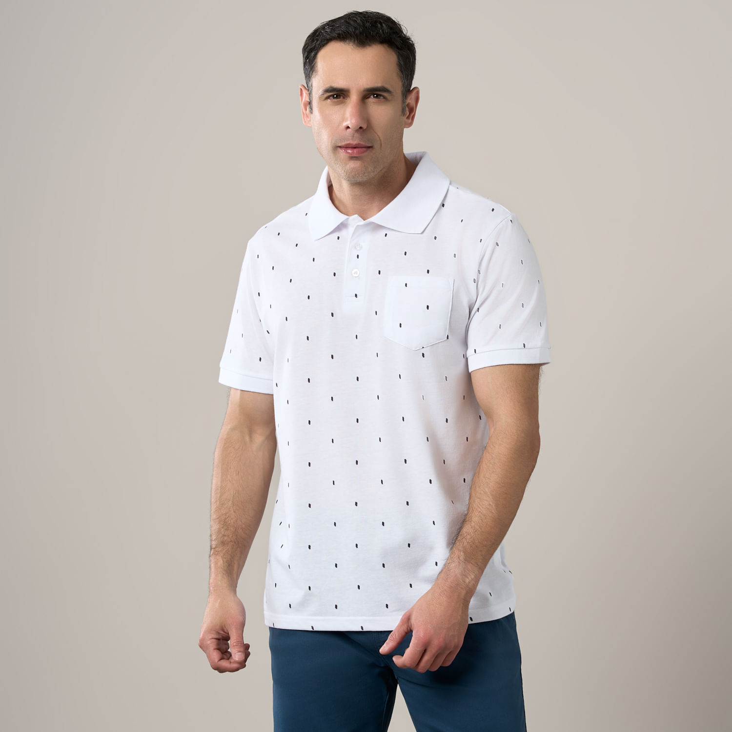 Polo Hombre Madison Mini Print Bolsillo Jersey