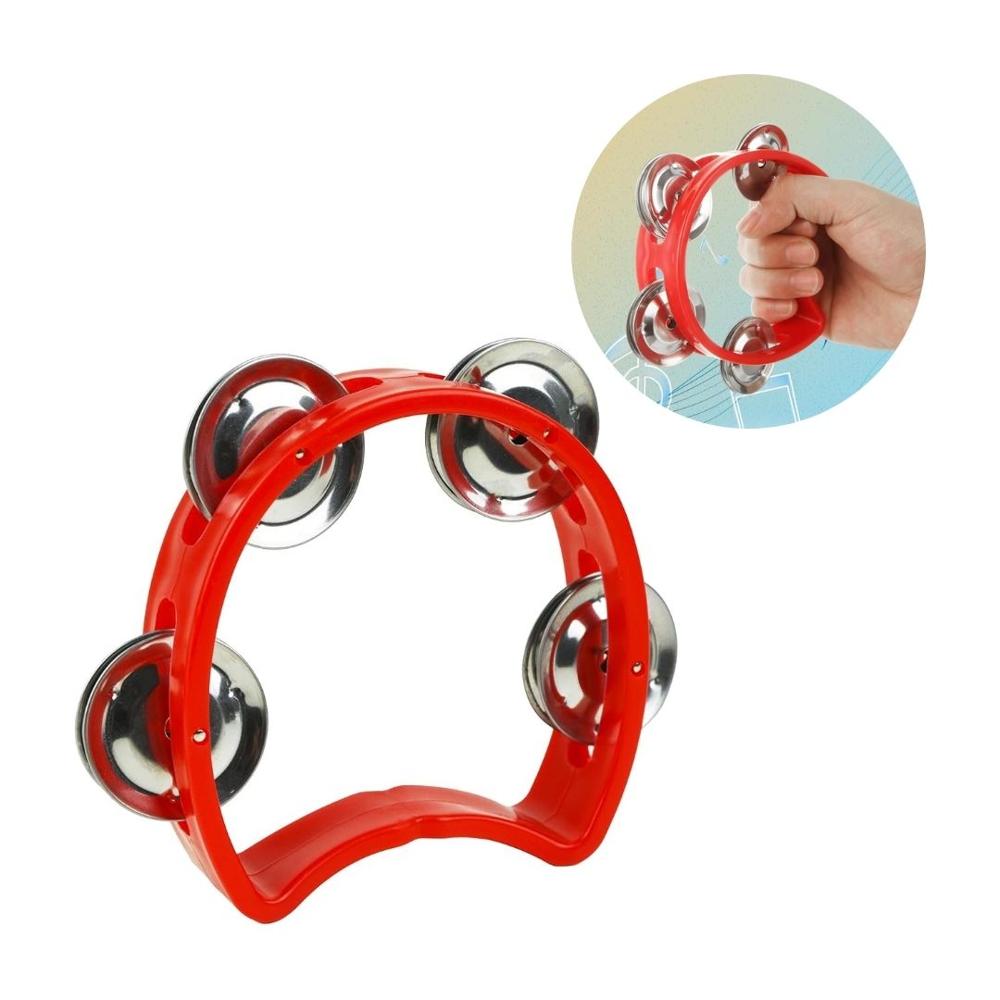 Pandereta Infantil de Plástico con 4 Chapas - Rojo