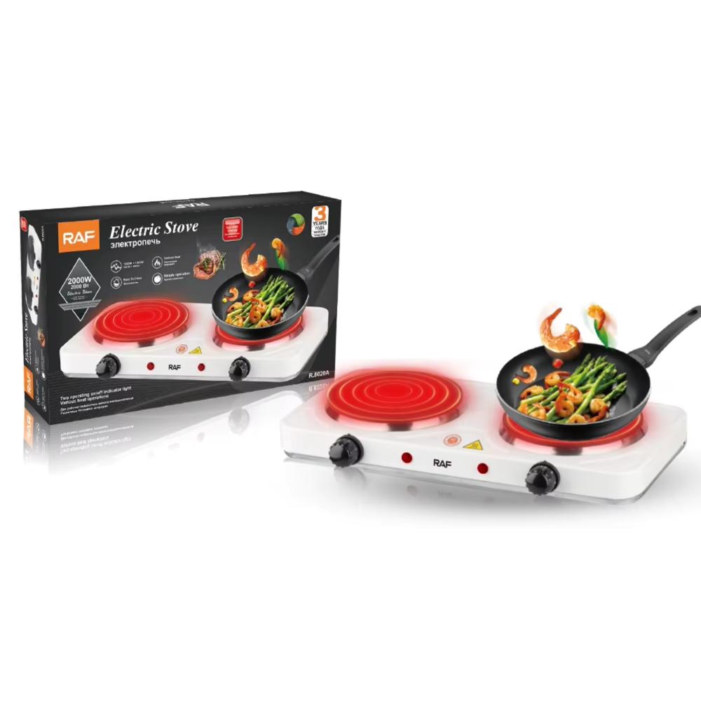 Cocina Eléctrica Raf Estufa Portátil 2 Hornillas 2000 Watts