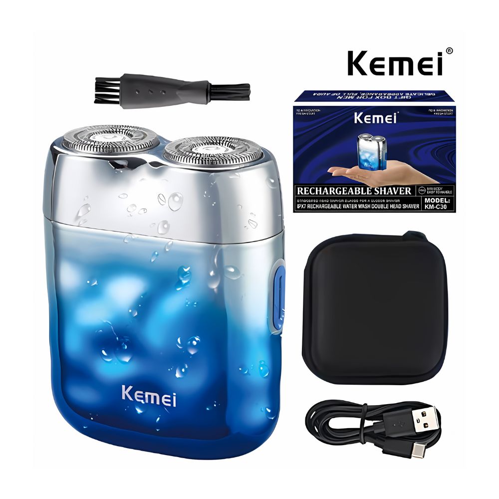 Afeitadora Recargable Kemei KM-C30 Aguamarina