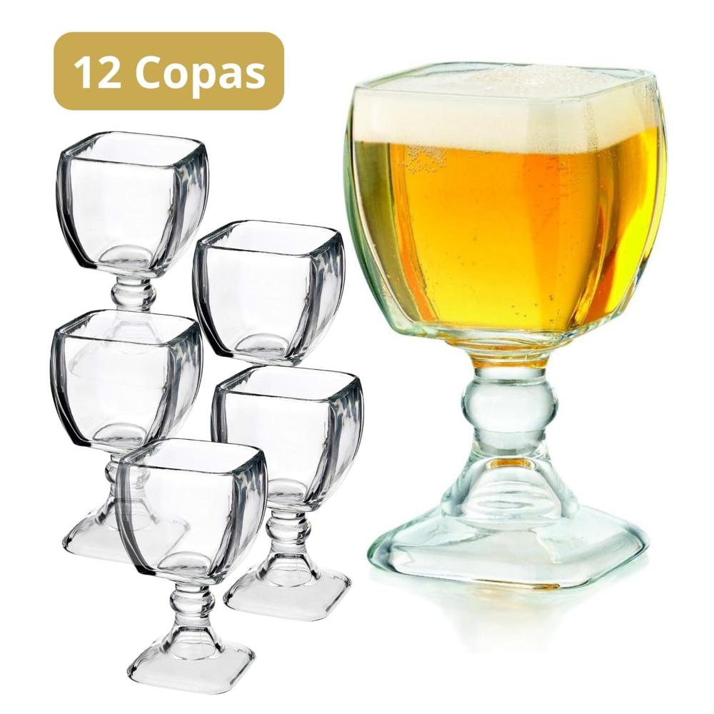 Copa Chabela Cuadrada 610ml, Set 12 Copa Crisa Suprema
