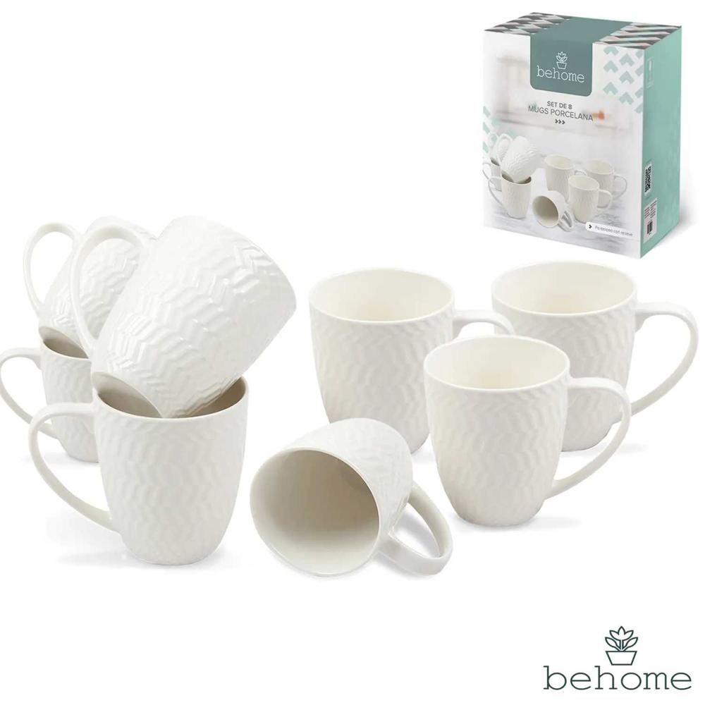 Set de tazas mugs Porcelana Eleganza x 8