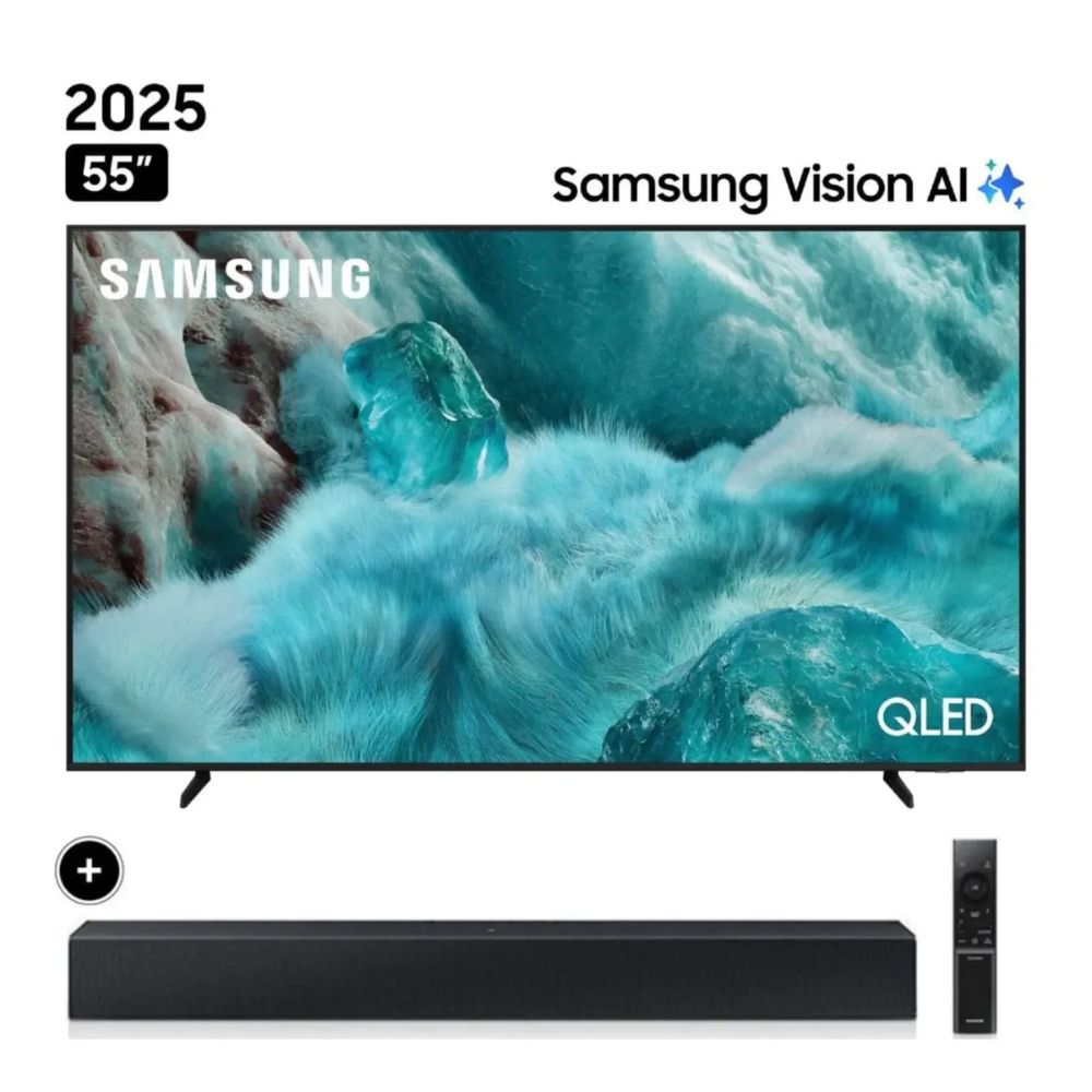 Televisor SAMSUNG QLED 55 UHD 4K Vision AI Smart TV QN55Q7FAAGXPE + Soundbar Samsung C400