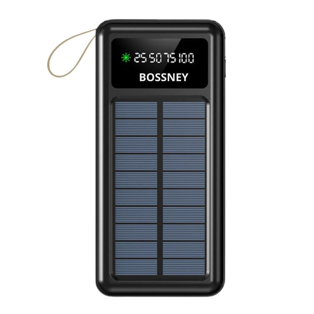 Power Bank Solar 4 en 1 20000 mAh con Carga Rápida y Luz LED - BOSSNEY