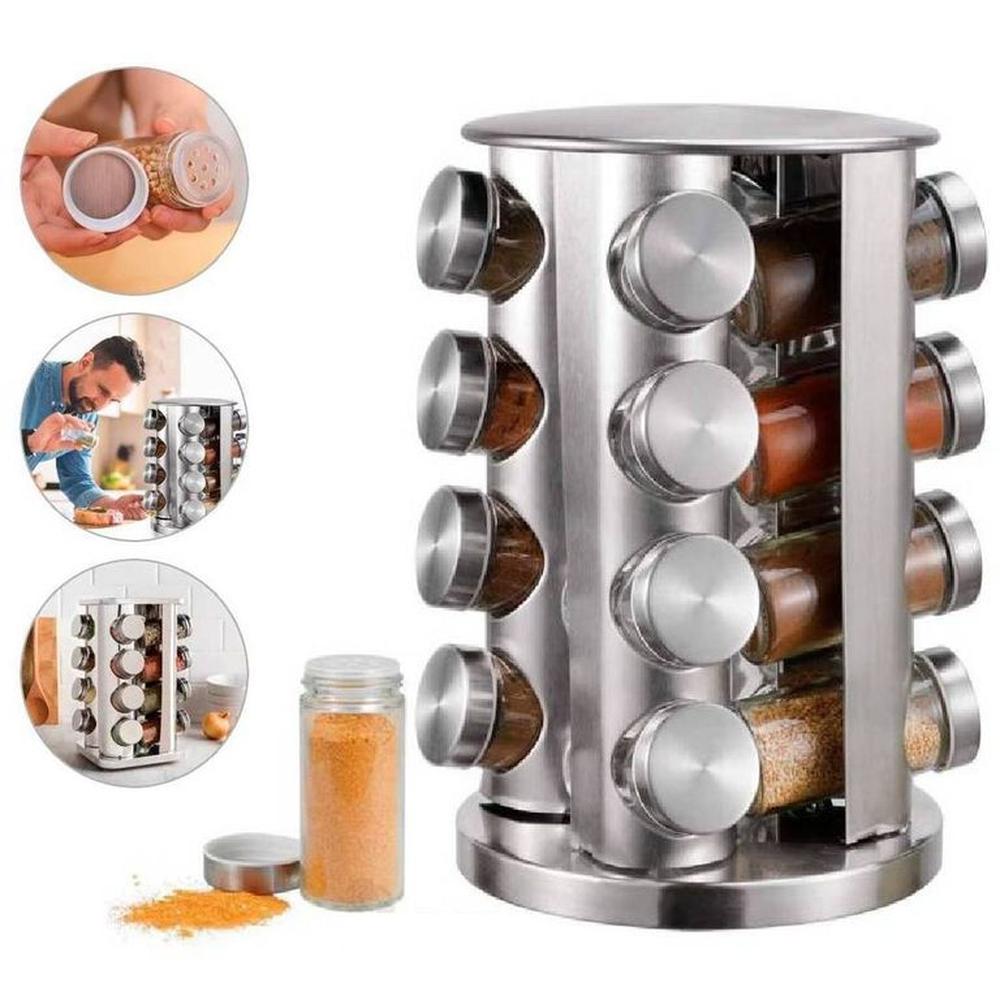 Condimentero Giratorio de 16 piezas de Acero