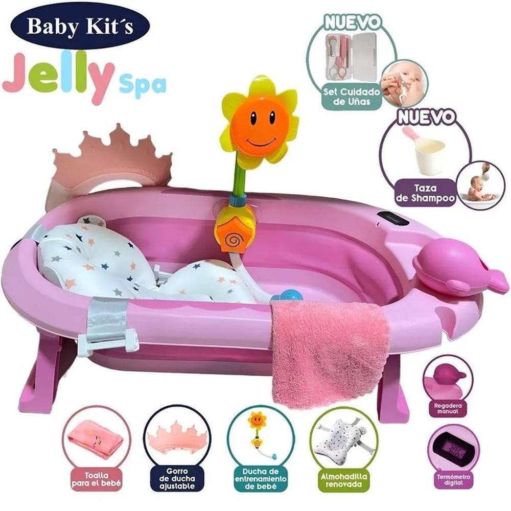Tina Plegable Jelly Spa con Accesorios Rosado