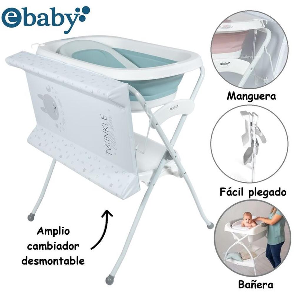 Bañera Plegable Cambiador con Soporte Spark -Celeste