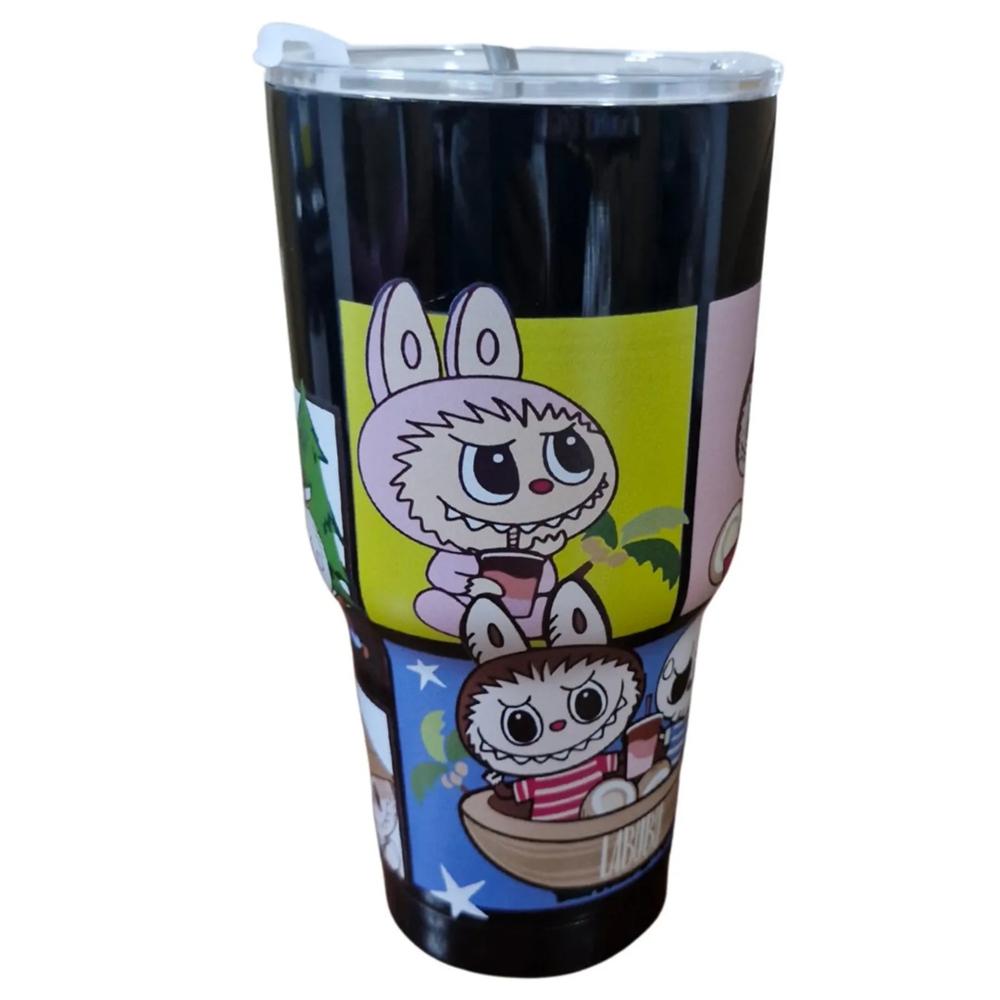 Vaso de Acero Inoxidable con Pajilla y Tapadera de 1200 ml