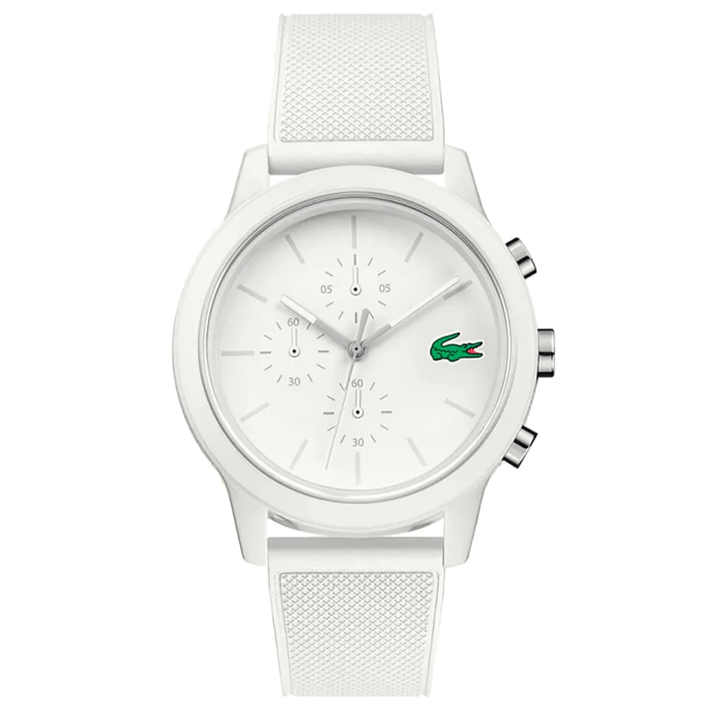 Reloj Lacoste 12.12 2010974 para Hombre Cronómetro Resina Correa de Silicona Blanco