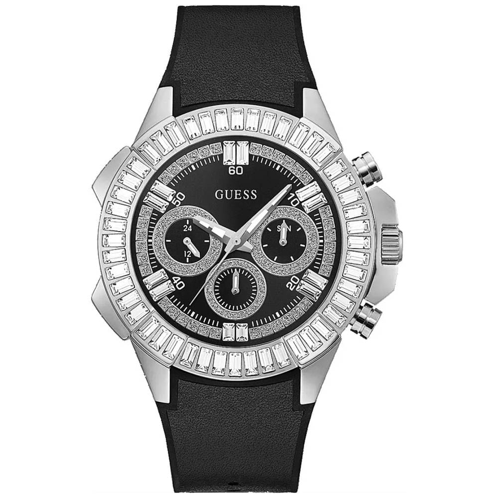 Reloj Guess Flex GW0447G1 Multifuncional para Hombre Acero Inoxidable Plateado Silicona Negro