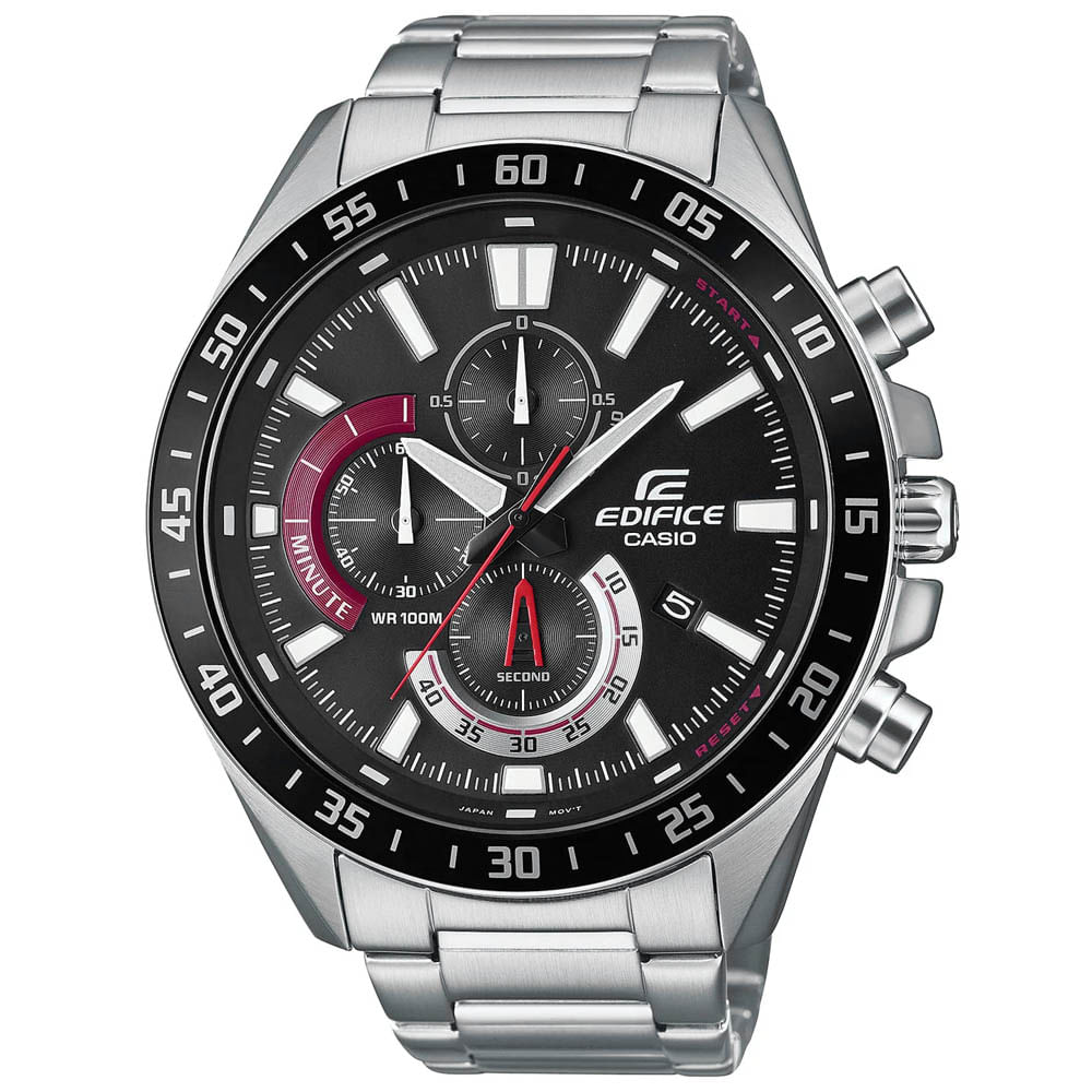 Reloj Casio Edifice EFV-620D-1A4V Fecha Cronómetro Acero Inoxidable Dial Negro