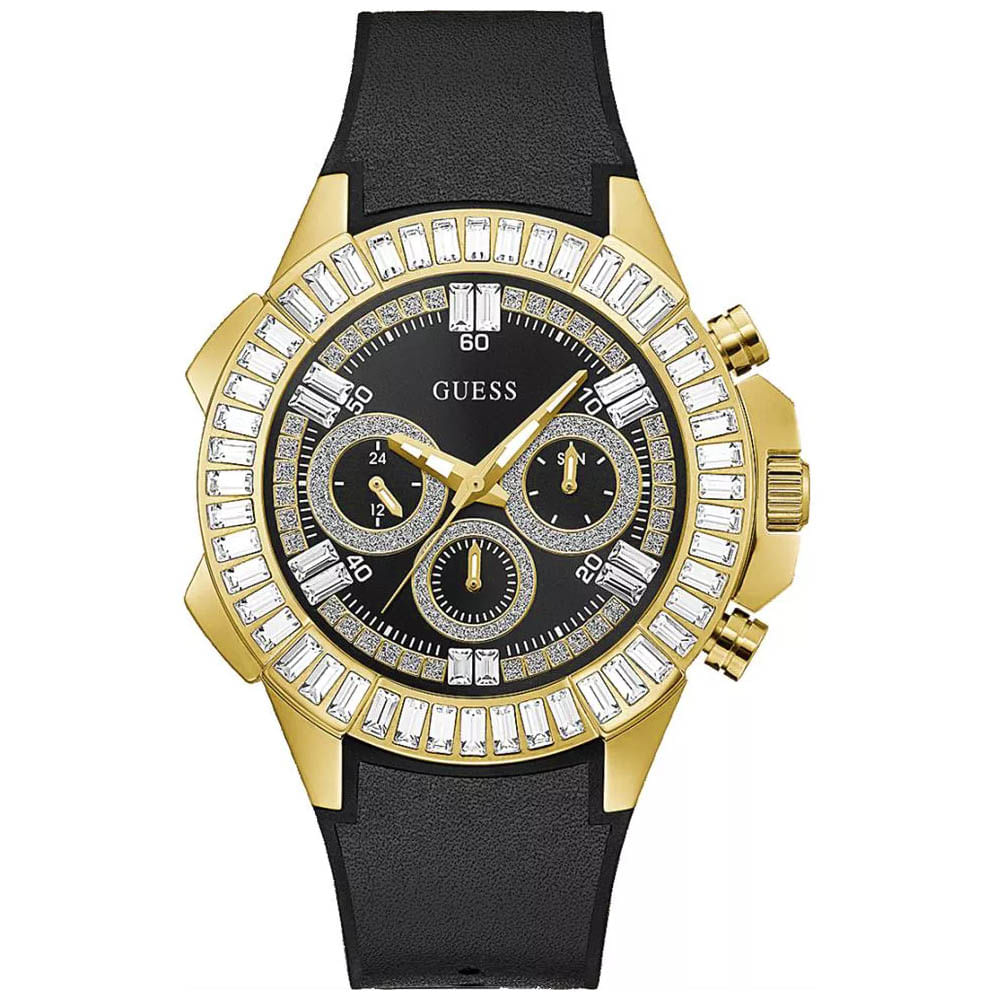 Reloj Guess Flex GW0447G2 Multifuncional para Hombre Acero Inoxidable Dorado Silicona Negro