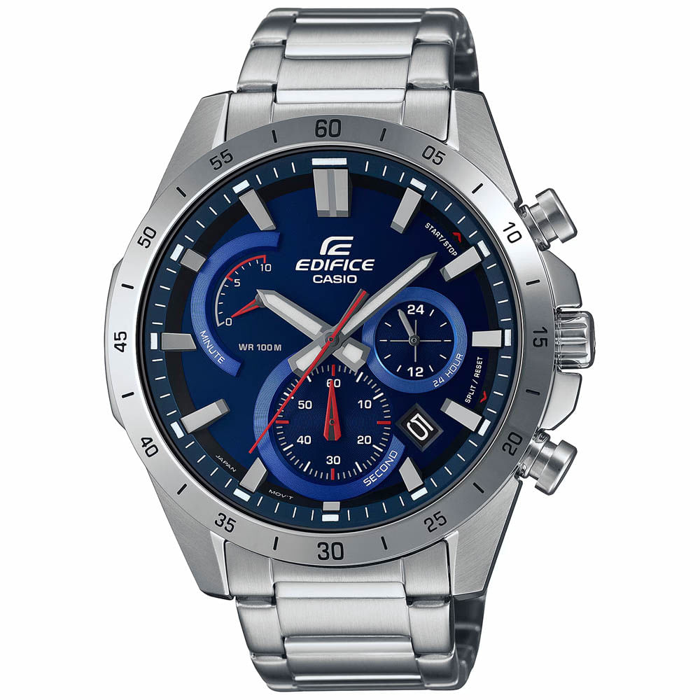 Reloj Casio Edifice EFR-573D-2AV Fecha Cronómetro Acero Inoxidable Dial Azul