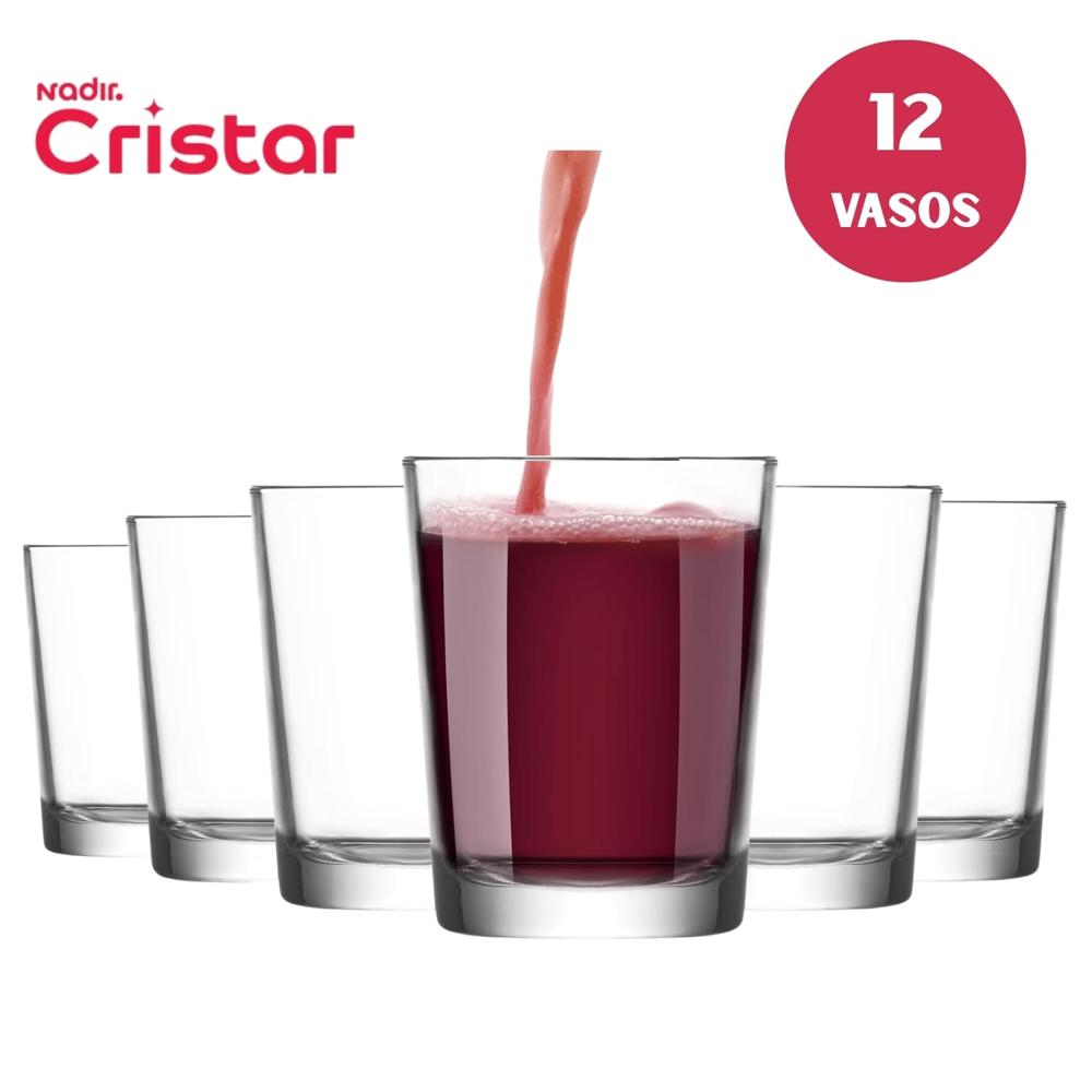 Set de 12 Vasos Cristar Herradura Liso 200ml Vidrio Elegante