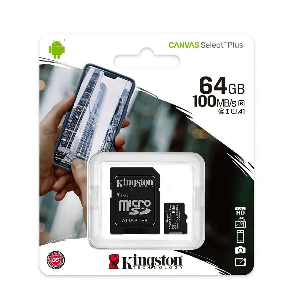 Tarjeta microSDXC Kingston Select Plus 64GB - Alta velocidad para almacenamiento confiable