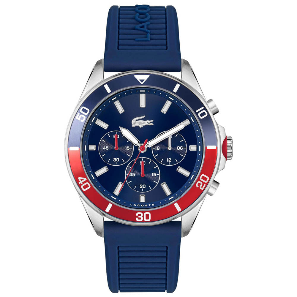 Reloj Lacoste Tiebreaker 2011154 Cronómetro Acero Inoxidable Correa de Silicona Azul