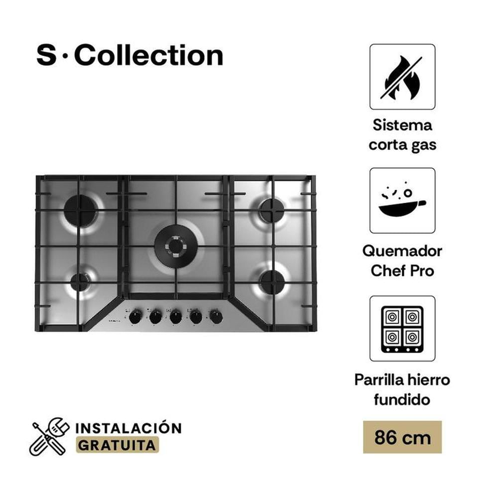 Encimera Scollection Acero Inoxidable A Gas 86Cm 5 Hornillas Encimera Scollection Acero Inoxidable A Gas 86Cm 5 Hornillas