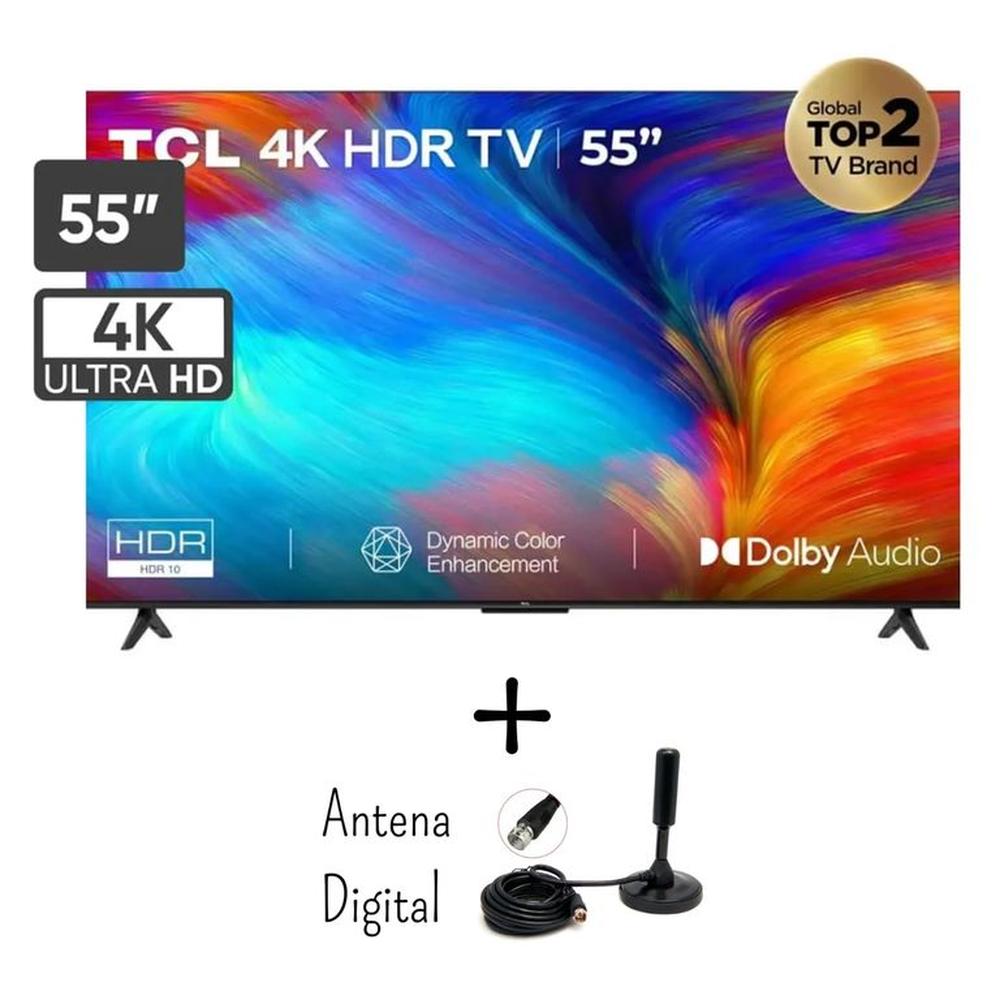 Televisor TCL 55” Smart TV UHD 4K 55P635 Google TV + Antena