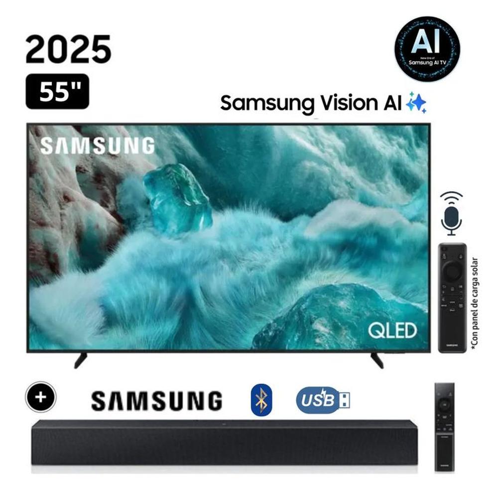 Televisor Samsung QLED 55 Visión AI Smart TV QN55Q7FAAGXPE + Soundbar HW C400
