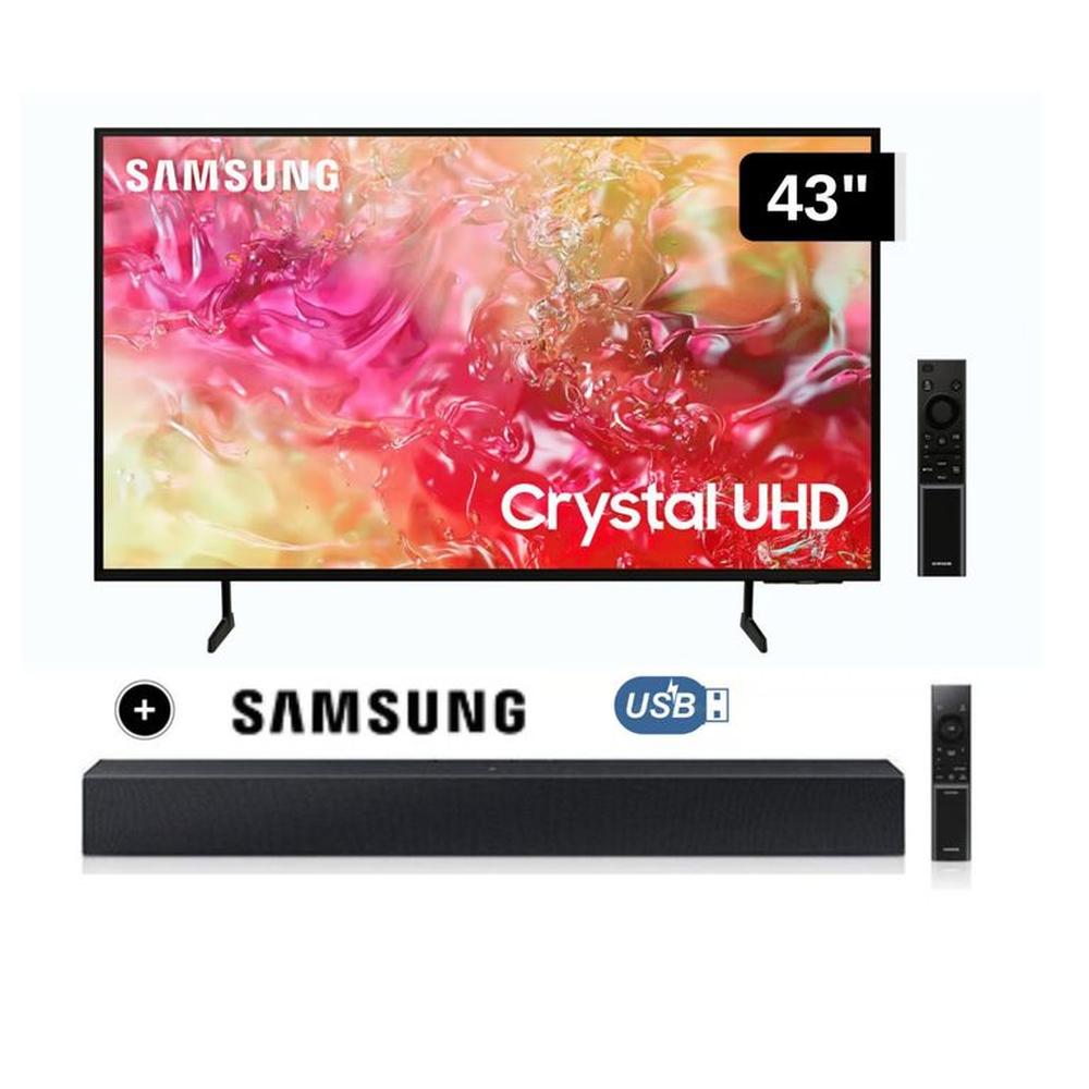 Televisor Samsung LED 43 Crystal UHD 4K 43DU7000 Tizen OS Smart TV + Soundbar HW C400