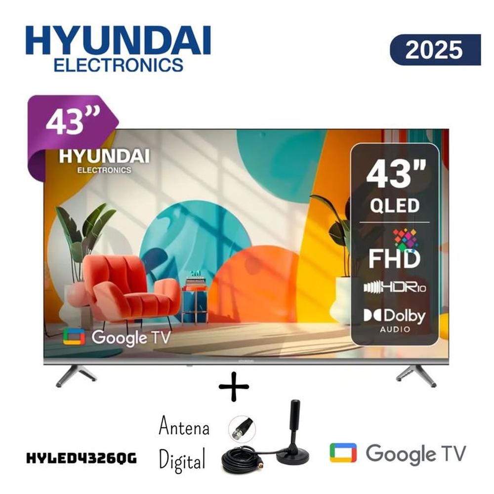 TELEVISOR HYUNDAI 43 QLED SMART TV GOOGLE TV FHD HYLED4326QG + ANTENA