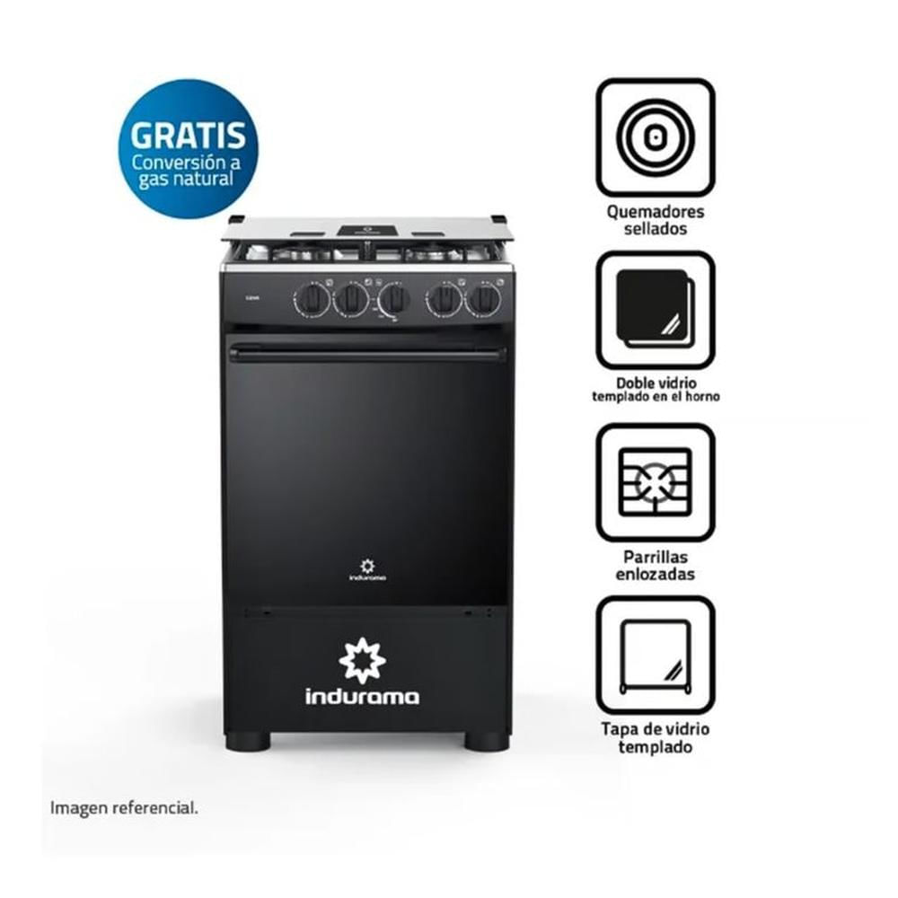 Cocina a Gas Indurama 4 Hornillas Goya - Negra