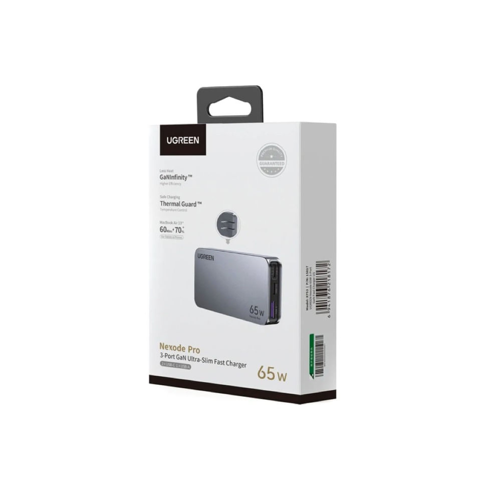 Cargador Slim Ugreen Original de 3 Puertos 65W