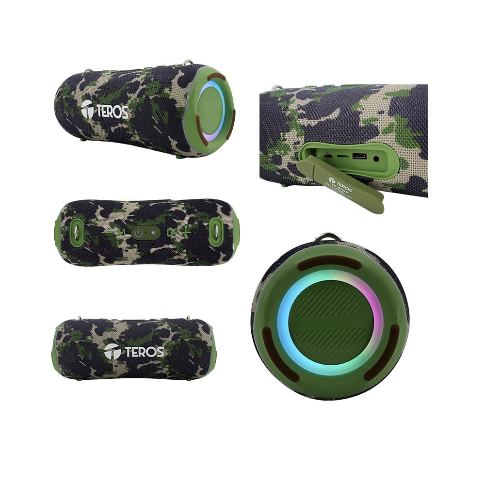 Parlante Teros TE-6046G Color Verde Militar Camuflado 40 Watts
