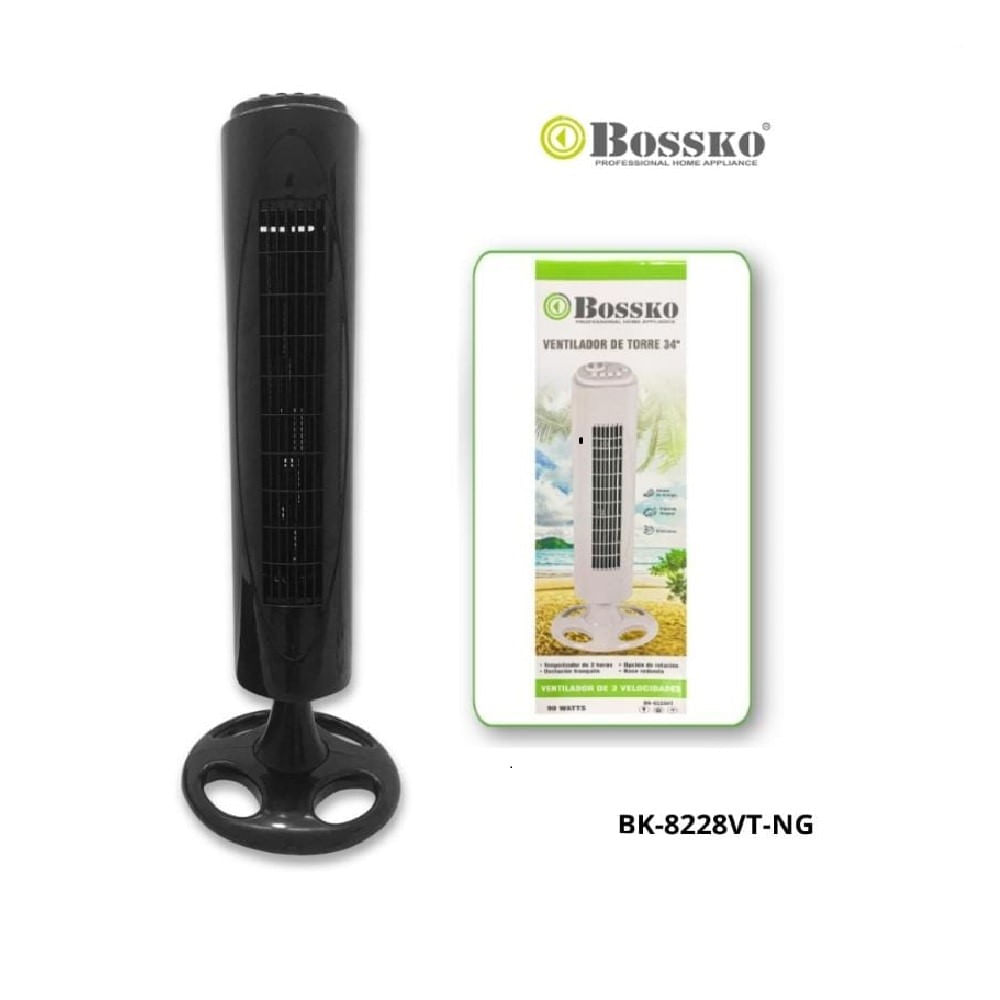 Ventilador de Torre BOSSKO BK 8228VT de 34 pulgadas Negro