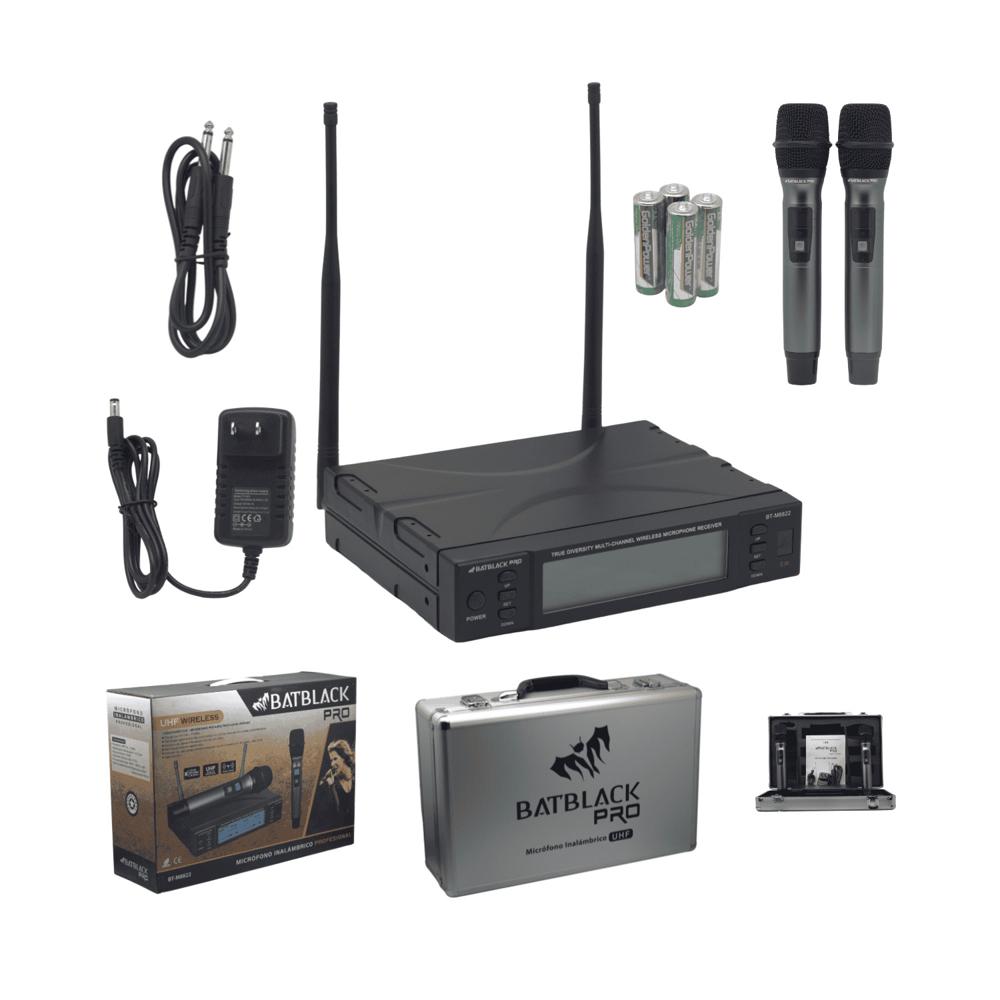 Micrófono Profesional Inalámbrico UHF Doble BT-M8822 BATBLACK
