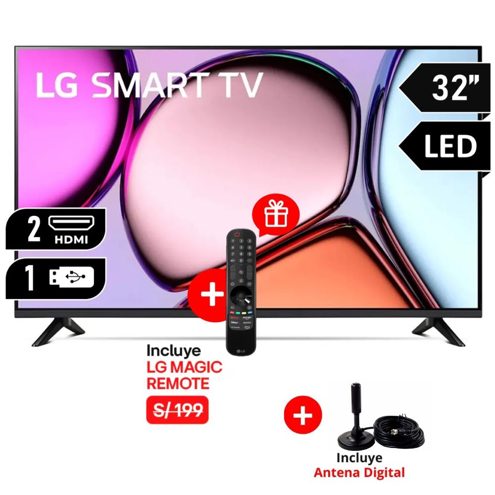 Televisor LG 32 SMART TV LED 32LQ600BPSA + Antena Digital + Control Magic