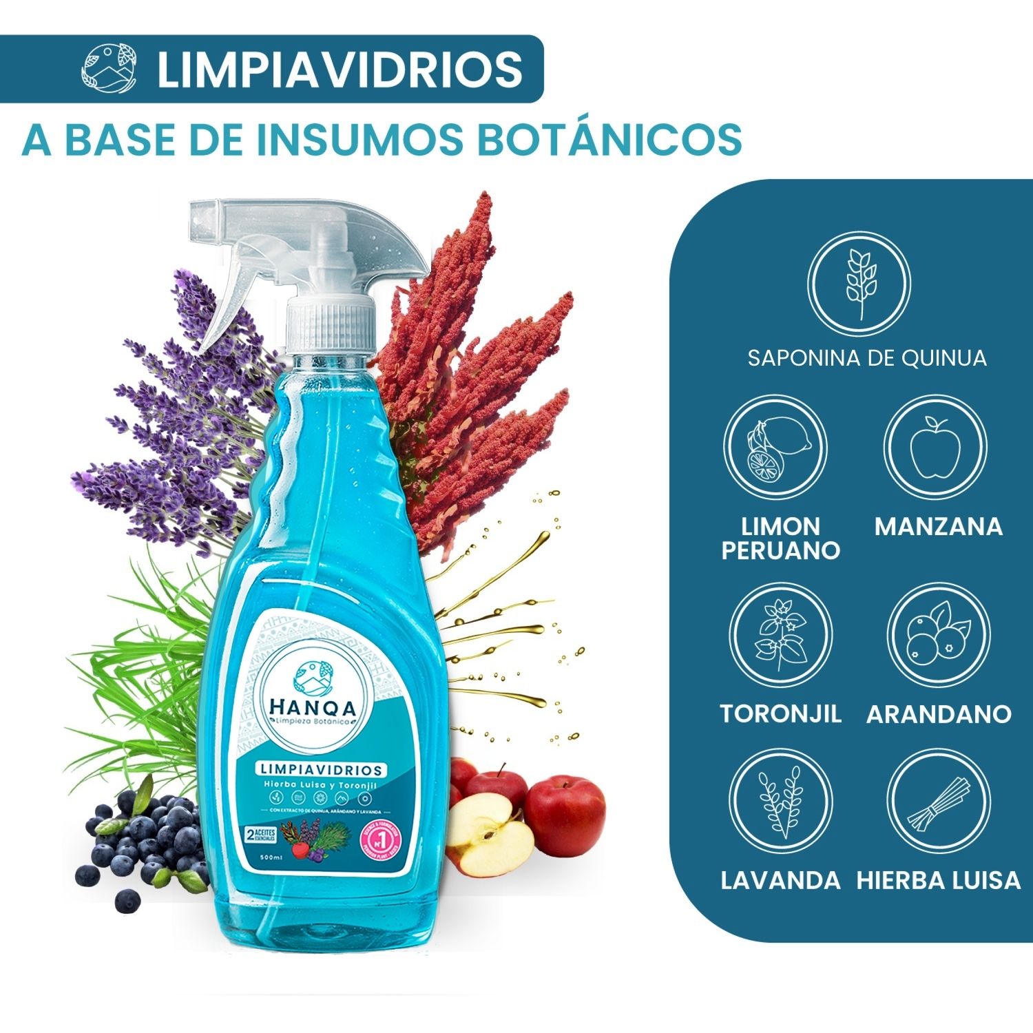 Limpiavidrios Líquido HANQA Hierba Luisa Botella 500Ml