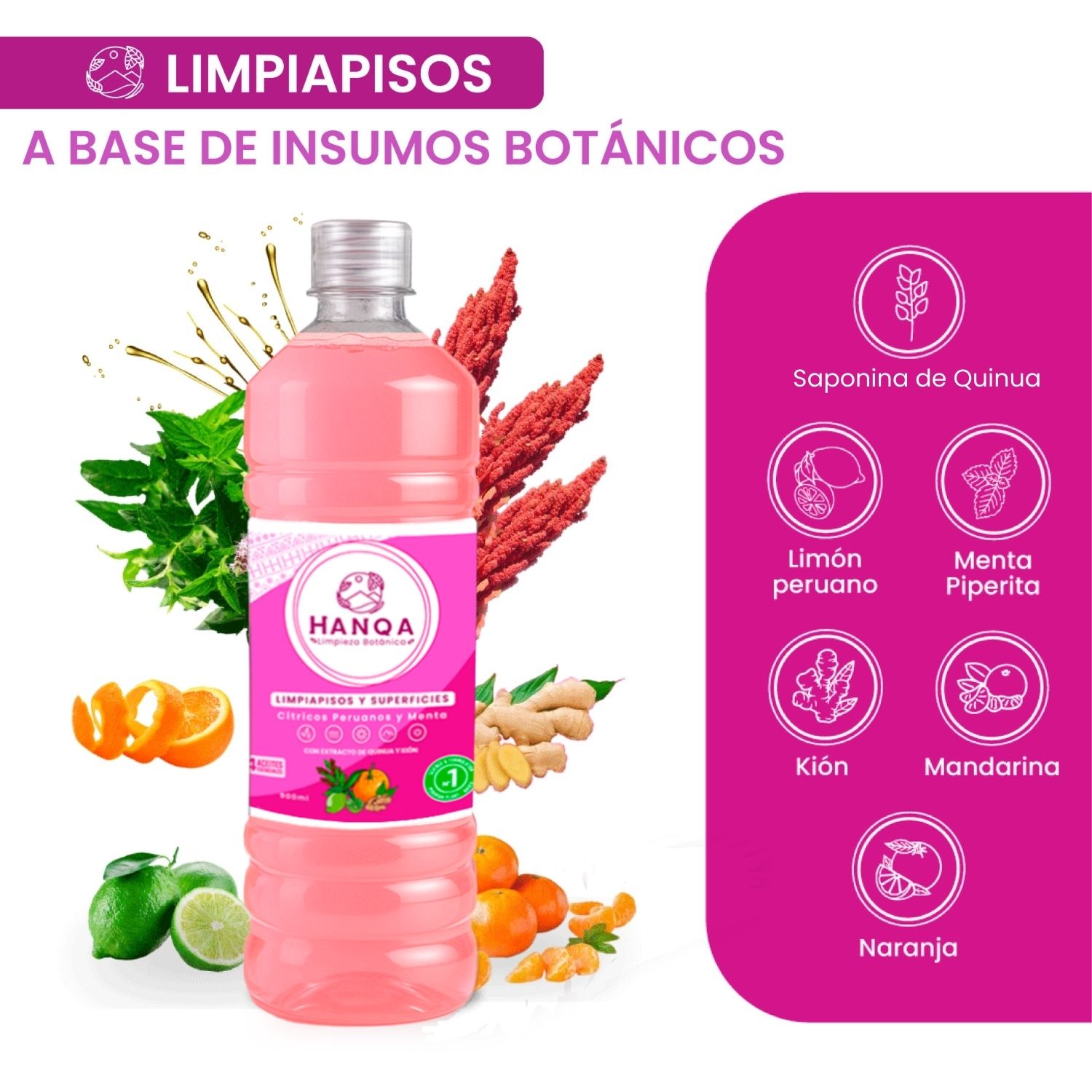 Limpiapisos Líquido HANQA Cítricos Peruano y Menta 900Ml