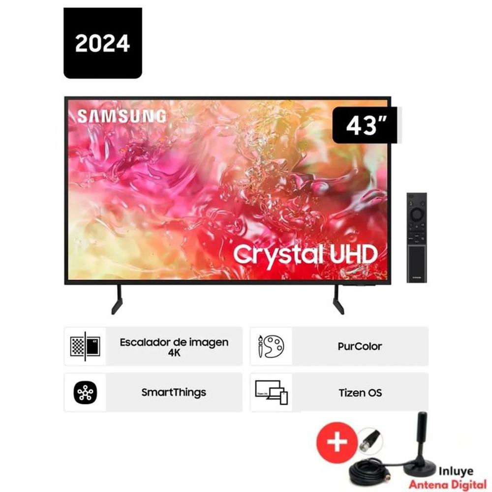Televisor Smart Samsung 43'' Crystal UHD 43DU7000 Tizen OS - 2024 + Antena Digital
