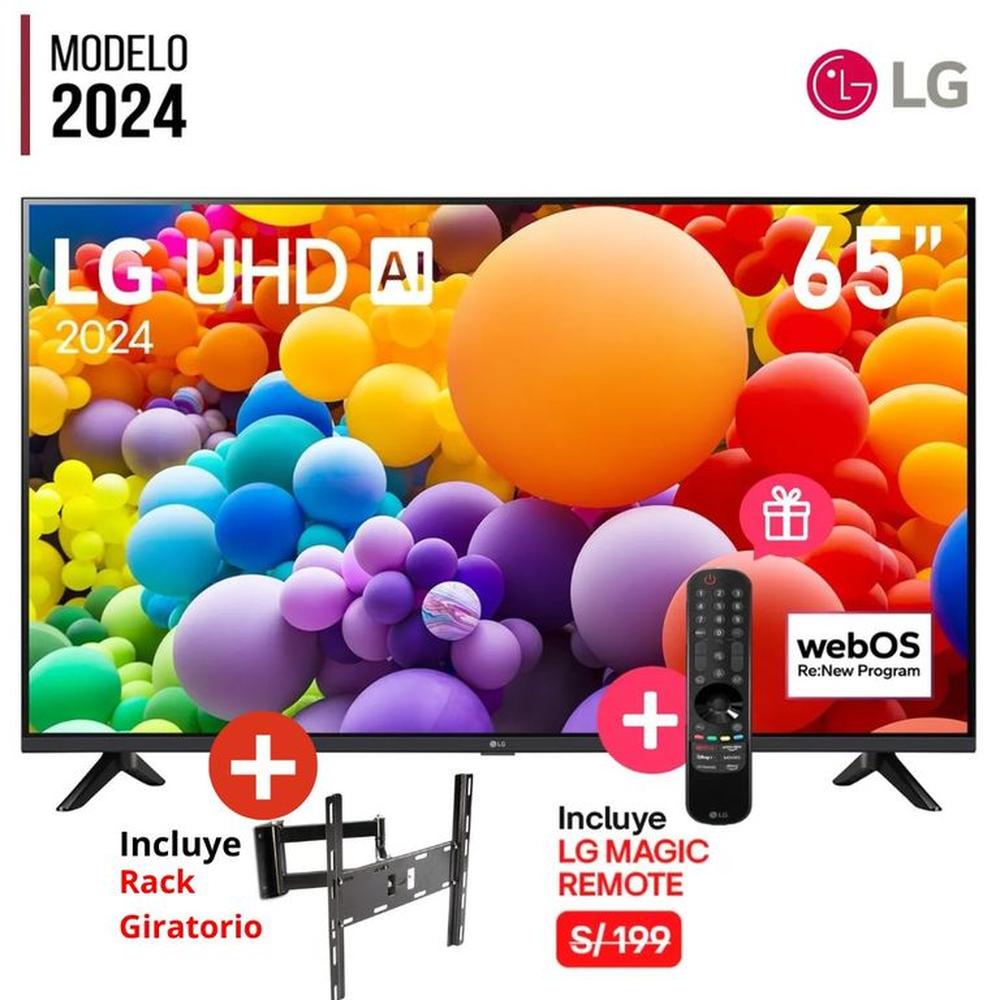 TELEVISOR LG 65 THINQ AI WebOS 4K UHD 65UT7300+Control Magic+ Rack Giratorio